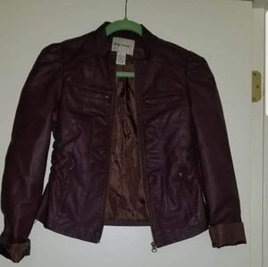 Body Central Wine Faux Leather Jacket (sz. S)